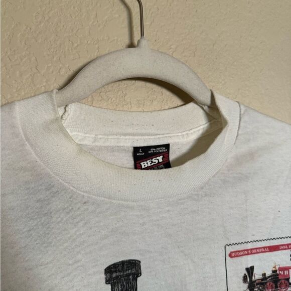 Vintage 1993 Post Stamp Train Evolution Graphic Tee Shirt Sz Large - Picture 5 of 7